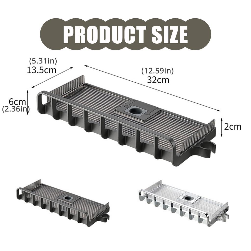 Practical Space Saving Shower Rod Organizers Without Tool Required Bath Accessory for 19 25mm Diameter Track ABS