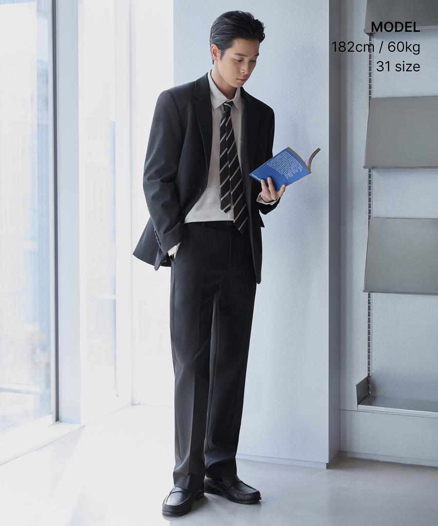 Musinsa Standard Straight Hidden Banding Slacks [Charcoal Gray]