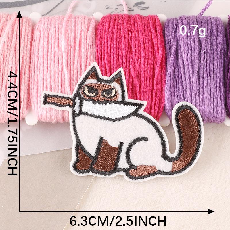 Aufnäher zum Aufbügeln mit Cartoon-Katze-Stickerei: Abzeichen für Kleidungszubehör