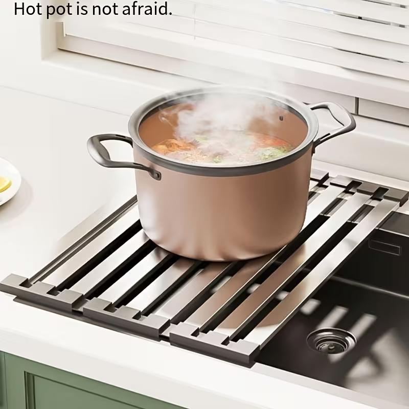 R304 Stainless Steel Kitchen Sink Drainage Grille, Sink and Dish Drainer, Folding and Retractable Drainer