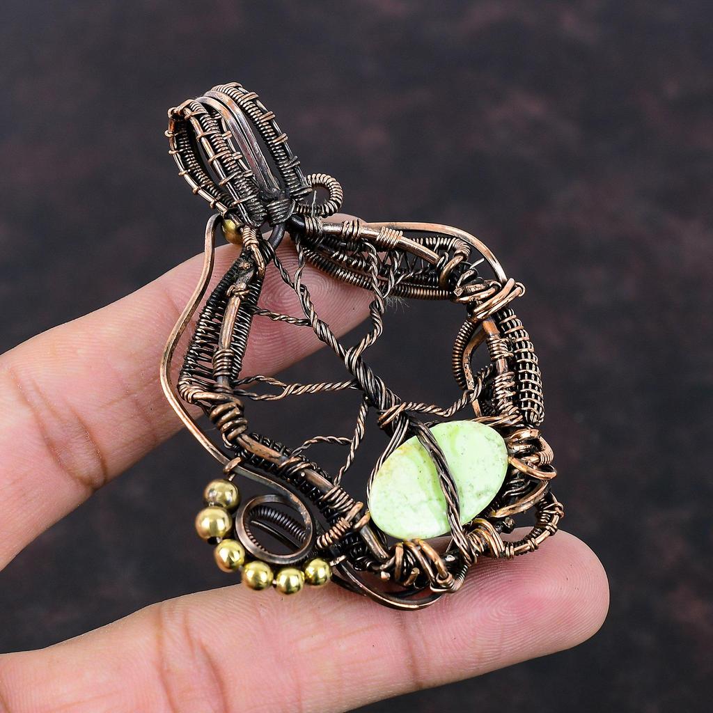 Tree Of Life Lemon Chrysoprase Pendant Copper Wire Wrapped Gemstone Pendant  Copper Jewelry Handmade Pendant Tree Of Life Jewelry For Gift