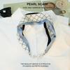 Elegant Silk Scarf with Magnetic Buckle and Pearl Necklace - Stylish Clavicle Chain for Women