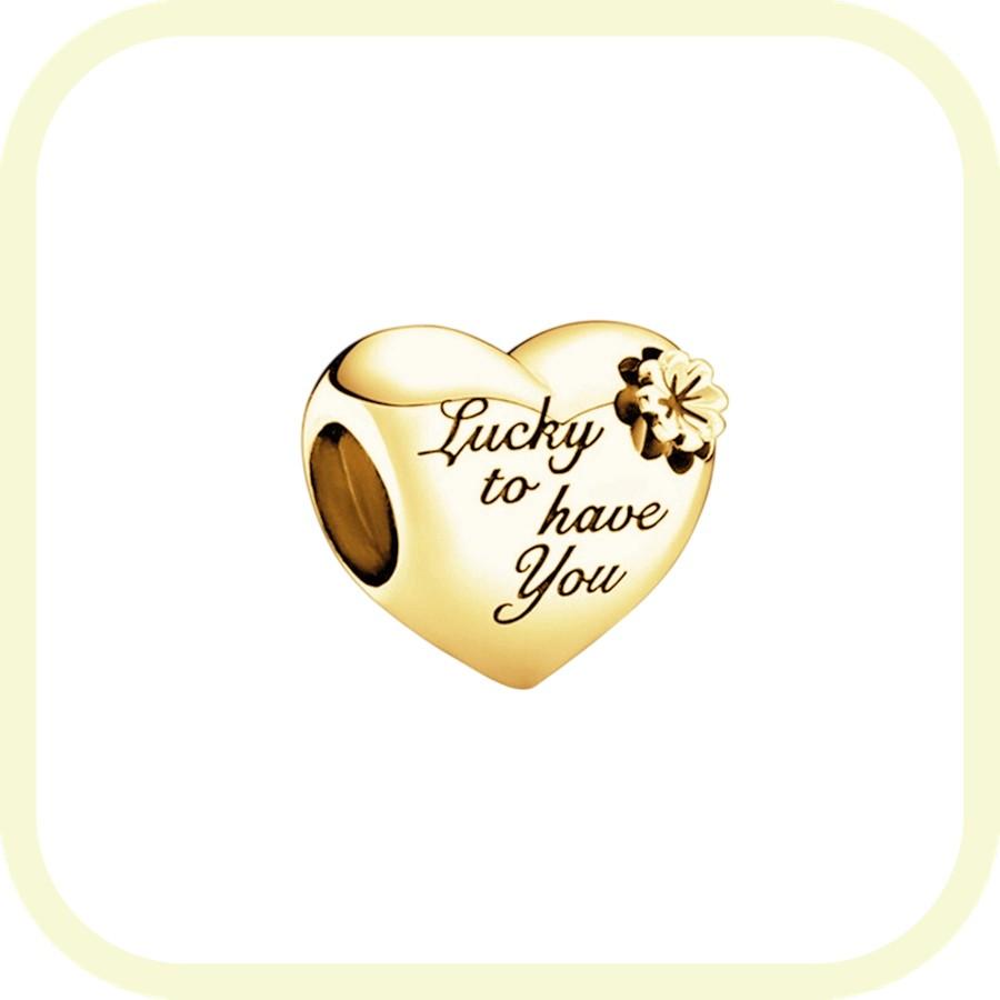 New Golden Flowers Collection Charm Bead Lucky Shamrock Rose in Bloom Daisy Flower Safety Chain Compatible With Authentic Bracelets Do It Yourself Jew
