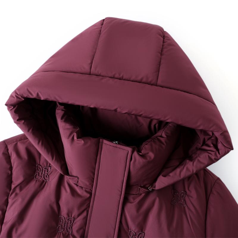 Jachetă Puf Scurtă pentru Femei de Vârstă Mijlocie Mărimi Mari XL-6XL Îmbrăcăminte Exterioară de Iarnă cu Glugă Elegantă Broderie Groasă Caldă Jachete de Puf