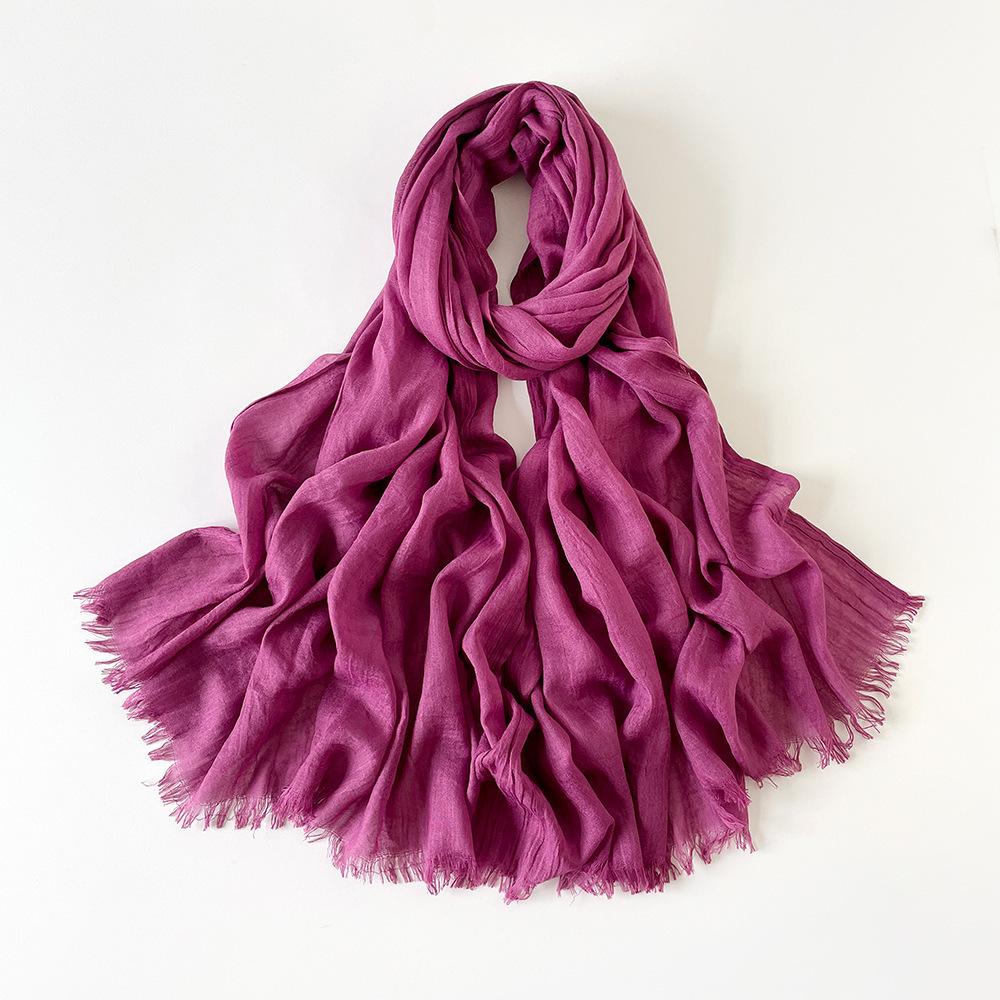 Summer versatile cotton and linen scarf shawl lengthened solid color yarn shawl sunscreen shawl simple scarf silk scarf women