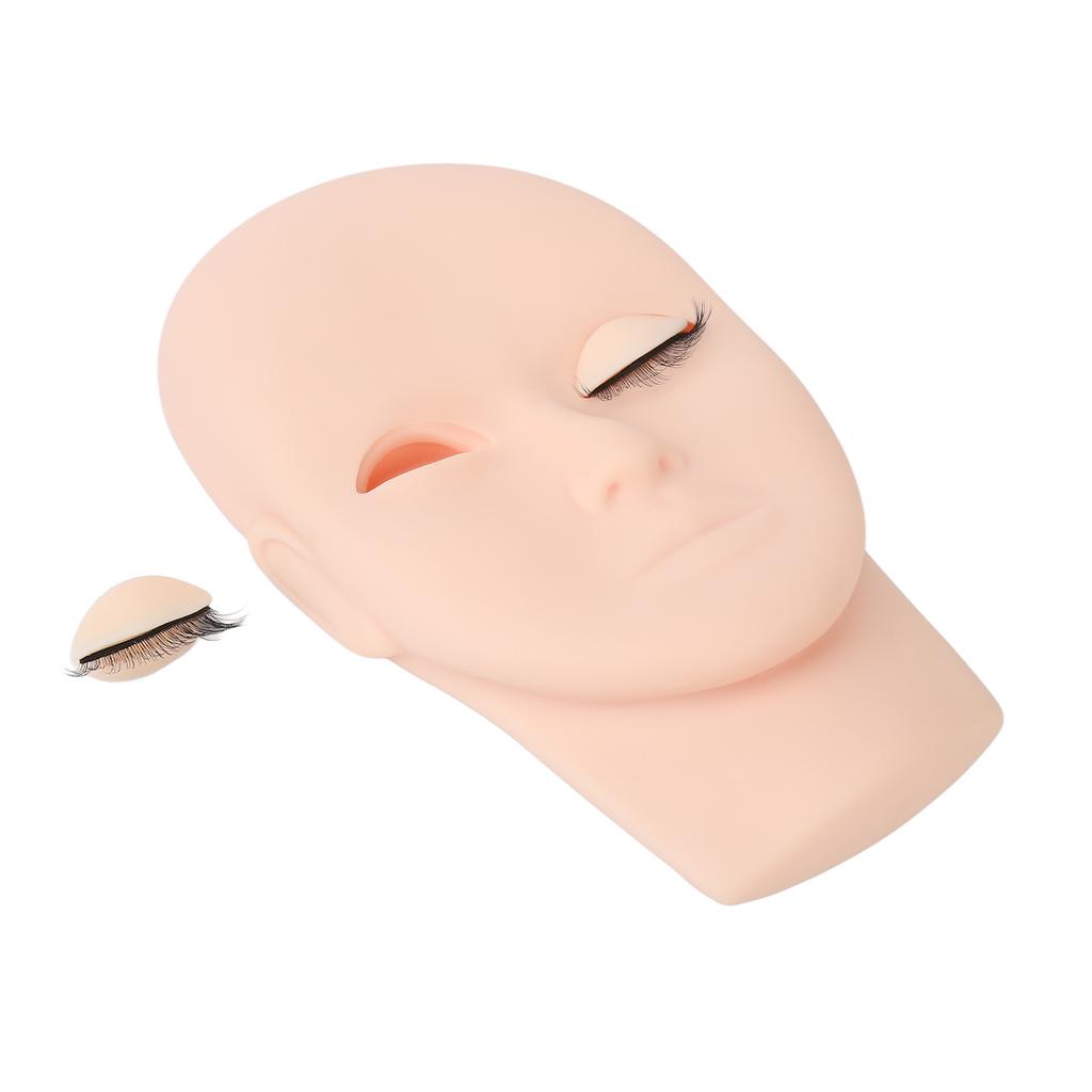 Lash Mannequin Head Makeup Eyelash Extension Practice Doll Head with 3 Pairs Removable Eyelids Double Layer Lashes