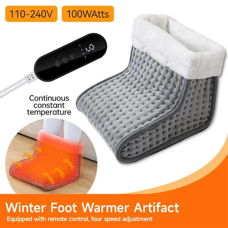 Electric Heated Foot Warmers 30x30x24cm Soft Feet Heating Pad 9 Gear Adjustable Temperature Shoe Heating Pad for US EU Winter