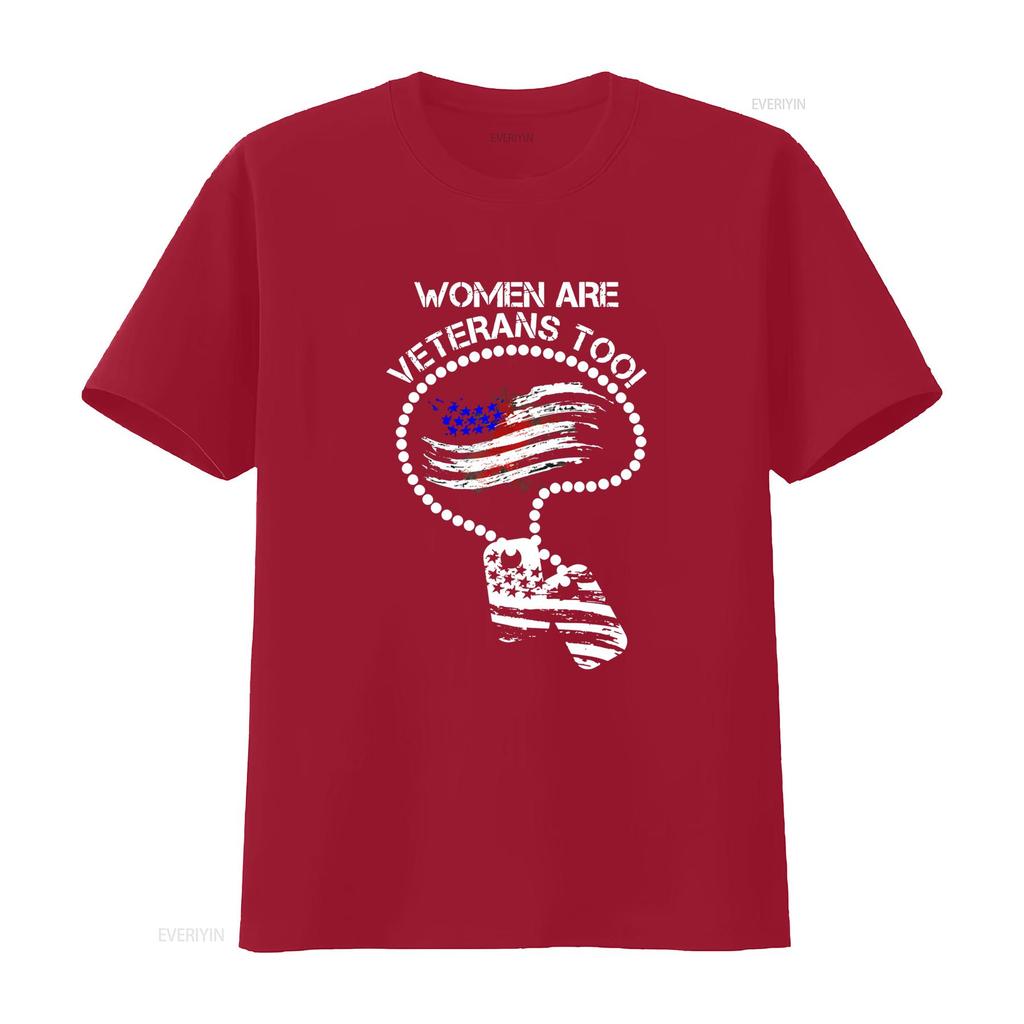 Womens Women Are Veterans Too T Shirt Black Vintage Washed Fashion Slightly Breathable Soft Graphic Unisex Homme
