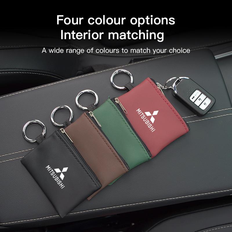Car Key Holder Storage Bag Leather Car Key Wallets Keys Organizer For Mitsubishi EK Pajero Xpander Eclipse Cross ASX L200 Xforce