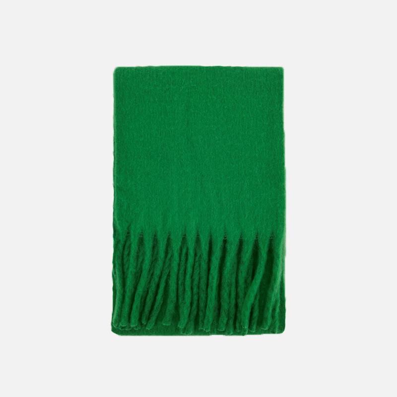 Wool Dopamine Solid Color Tassel Scarf Women's Autumn and Winter Large Soft Waxy Warm Scarf