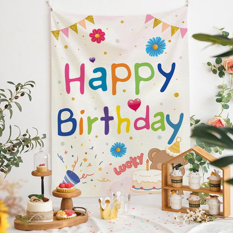 Newins Birthday Cake Velvet Wall Hanging for Dorm or Bedroom