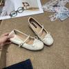 French inner height increase Mary Jane shoes women's 2025 new leather shoes shallow mouth French flat ballet shoes
