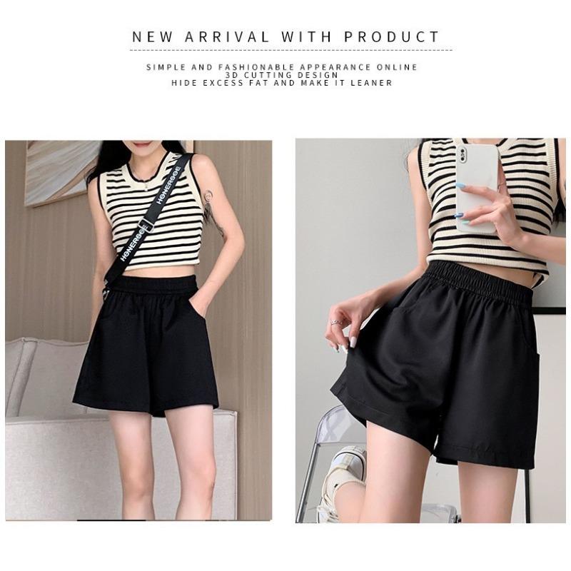 Casual Shorts Women's Washed Cotton Overalls Loose High Waisted Wide Leg Pants Women's Three-quarter Pants