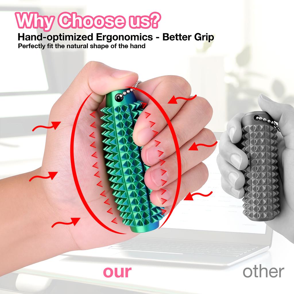 4pcs Mini 3D Printed Hard Spiky Fidget Massage Keychain Pain Stim Toy for Adults Anxiety Relief Stress Sensory Novelty Gifts