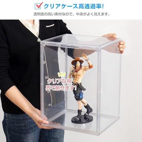 Hachiban-ya Figure Case Storage Transparent Display Magnetic Door Collection Stackable Width 29.2cm Depth 25cm Height 40cm Clear One
