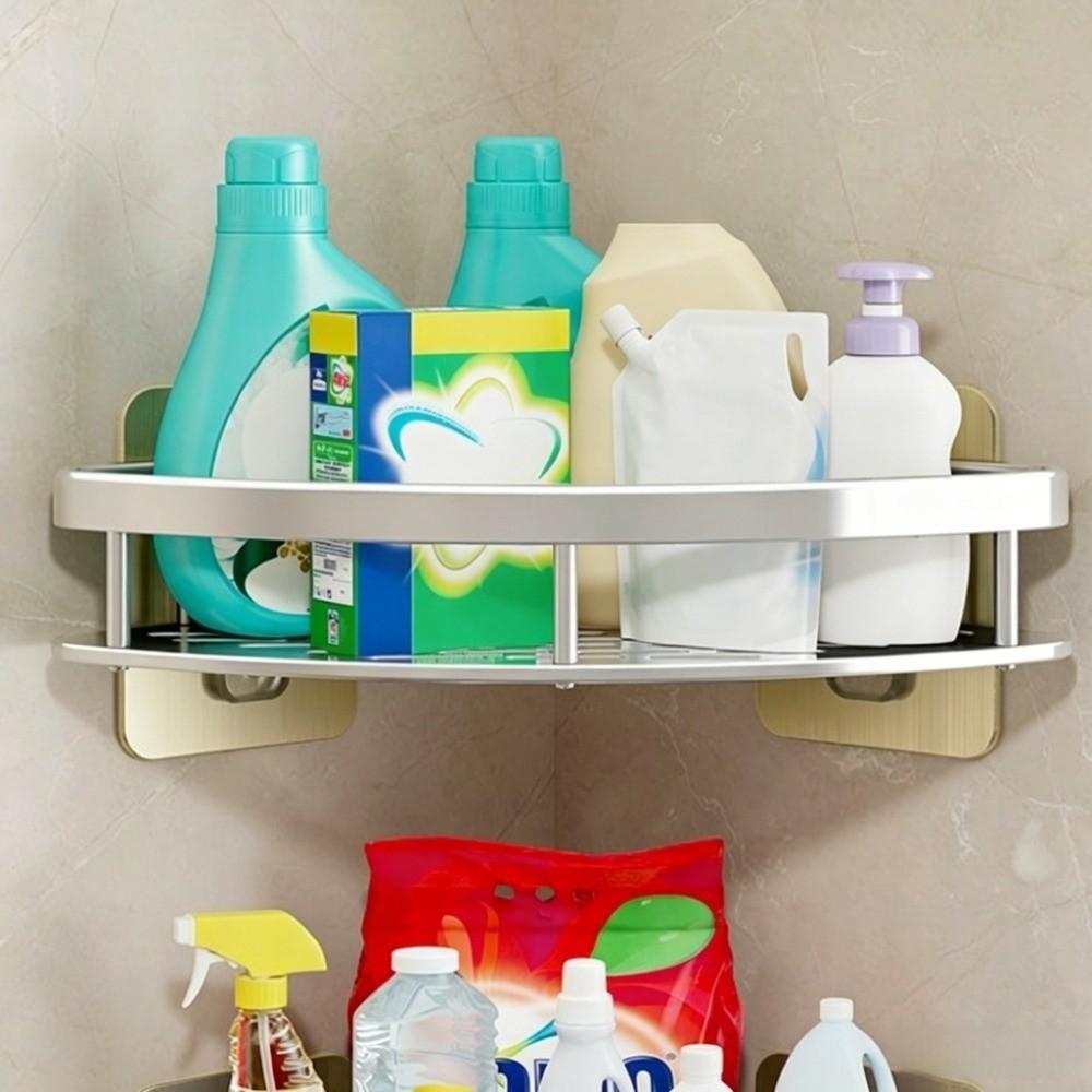 Heavy Duty Wall Mounted Shelf with rod Shower Rack Storage Accessories Storage Shelf Wall