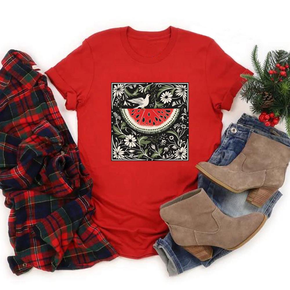 Watermelon Flag Tshirt This Is Not A Watermelon T-Shirt Short Sleeve Unisex Graphic T Shirts Peace and Love Tee Streetwear Tops