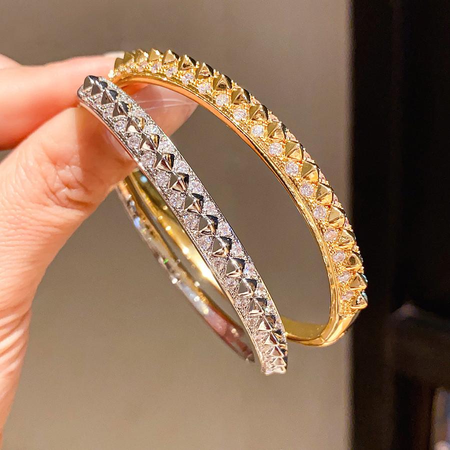 Copper Zirconia Embellished Bangle Fashion Jewelry For Office Wear