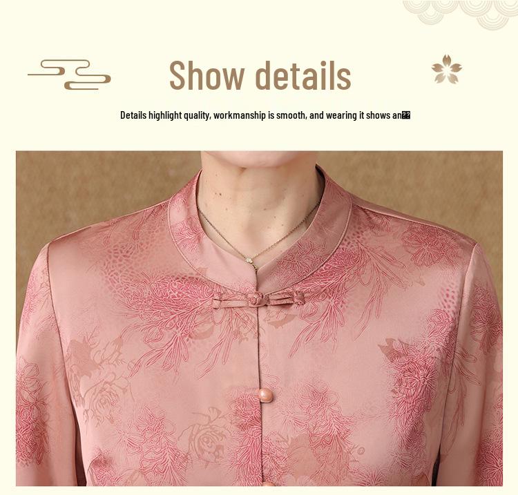 Chinese Style Nine-Point Sleeve Shirt for Middle-Aged and Elderly Women