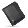 [HAKATA NO MORI LEATHER] Genuine Leather Mini Wallet with L-Shaped Zipper, Compact Bifold Wallet, Box-Shaped Coin Purse, Anti-Skimming and Magnetic
