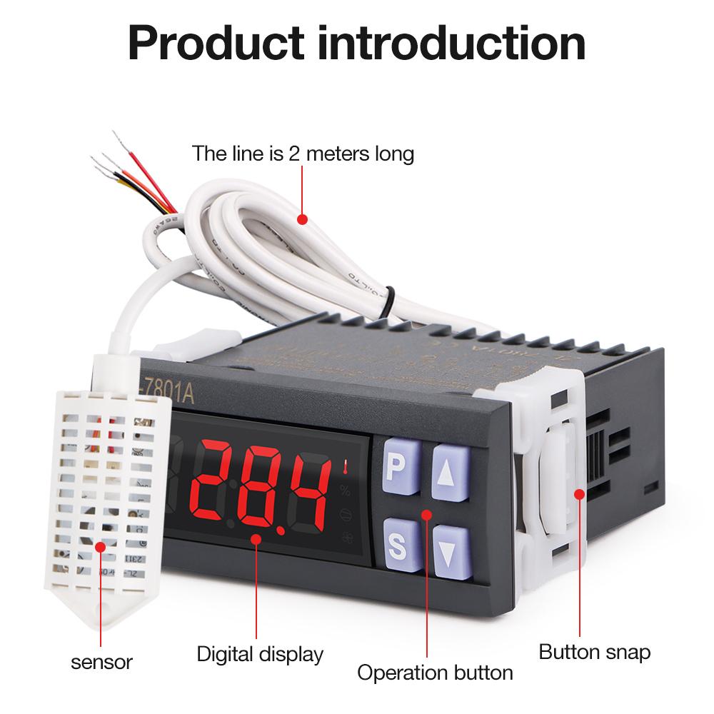 Incubation Temperature And Humidity Controller Automatic Egg Incubator 5.0~95.0%RH -20.0~60.0℃ Thermometer Thermoregulator