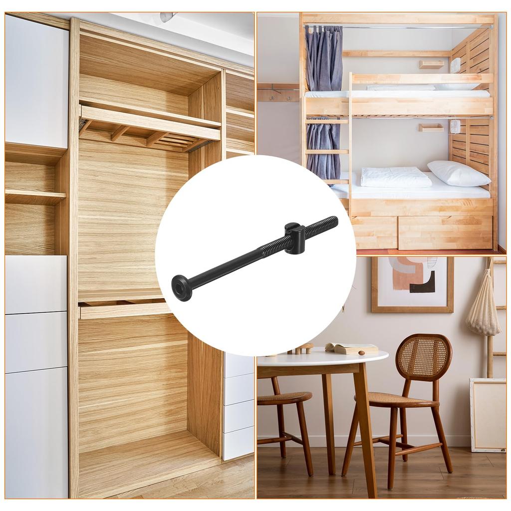 uxcell 12pcs M6 x 100mm Hex Socket Head Bolts Bucket Nuts for Furniture and Black with Wrench Beds, Chairs, Beds,