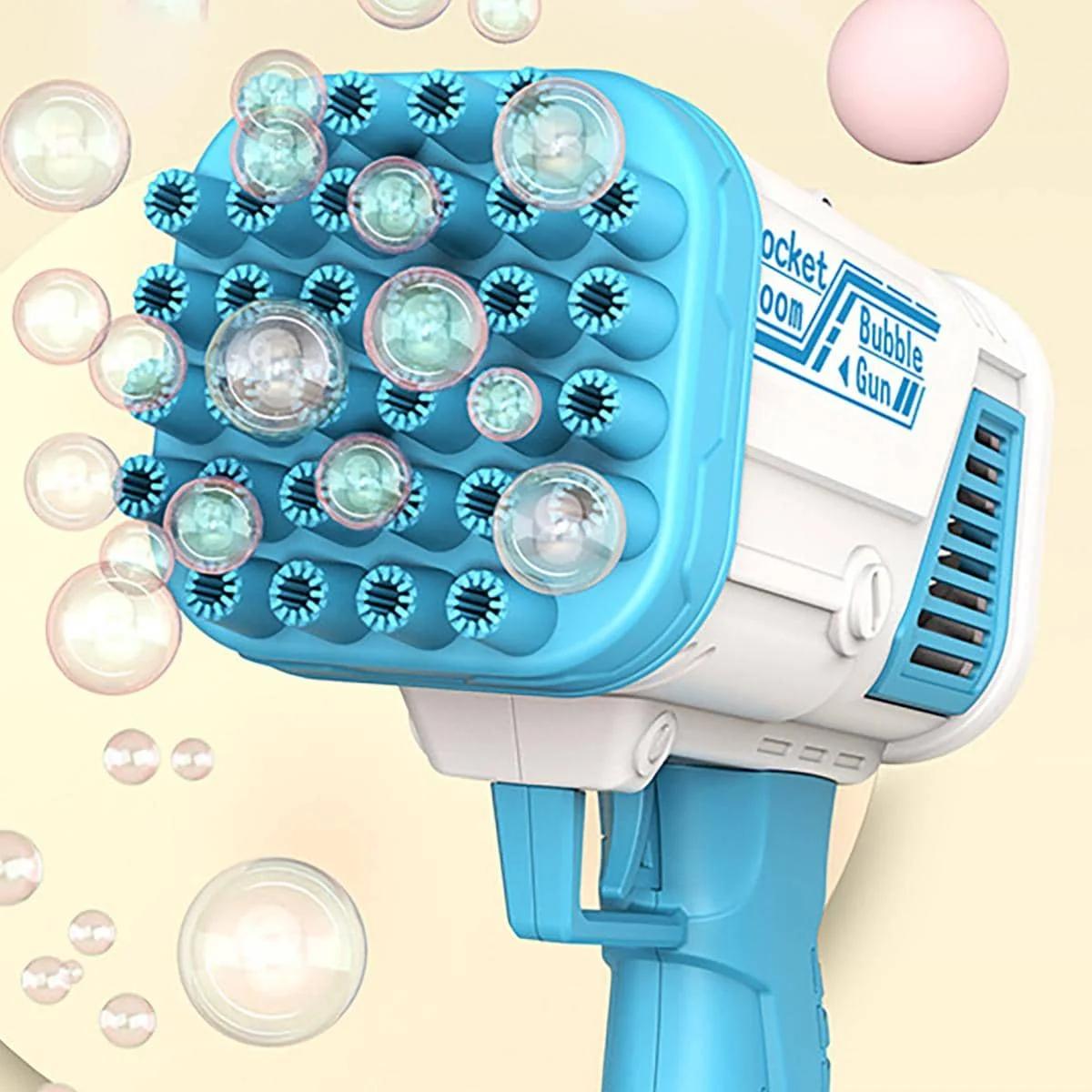

1PC-Bubble Gun Rocket Holes Soap Bubbles Machine Christmas Gift Gun Shape Automatic Blower With Light Pomperos Toys For Kids