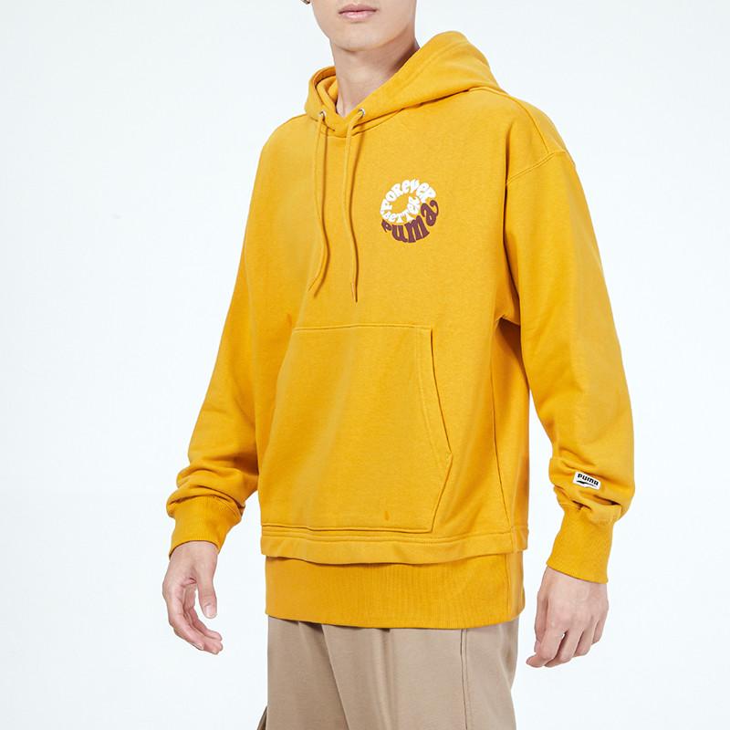 Puma Back Logo Print Sport Hoodie Men Hoodies Yellow 533038-37