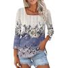 Women's T Shirt Tee Print 3/4 Sleeve Daily Weekend Fashion Basic Square Neck  Regular Top