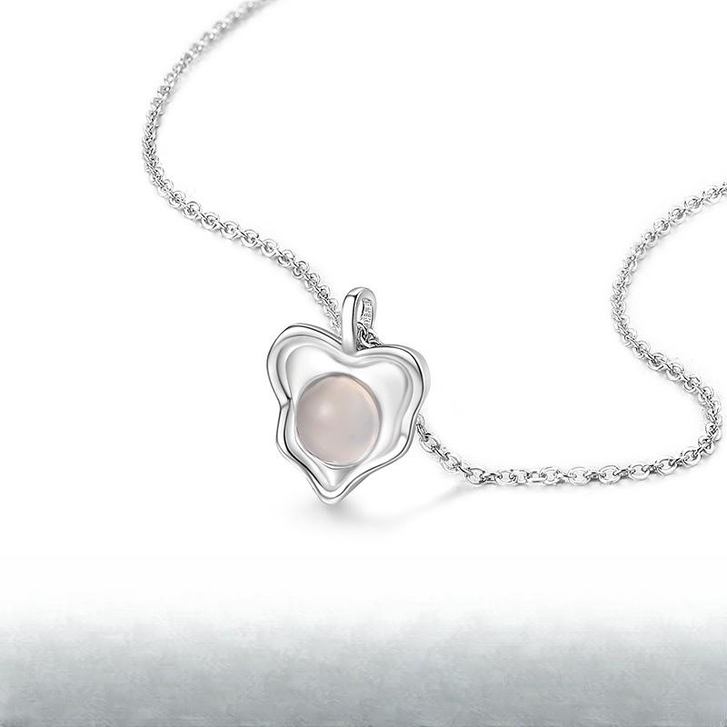 Irregular Love White Jade Marrow Necklace Heart Shaped Collar Chain Lava Texture Neckchain