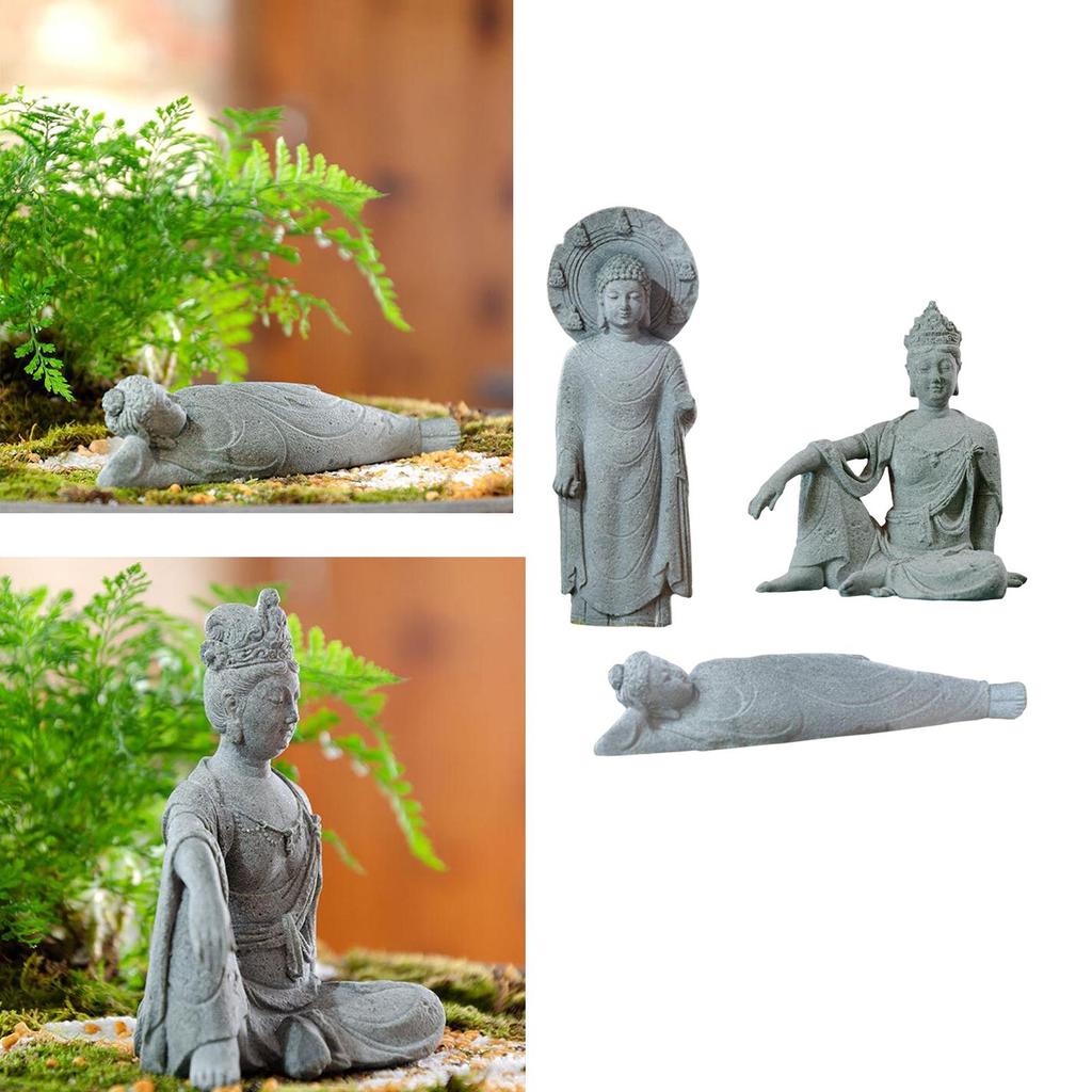 Fish Tank Buddha Meditating Sculpture Home Decor Wide Application Smooth Surface Unique Scenery Fine Workmanship for Yoga Room