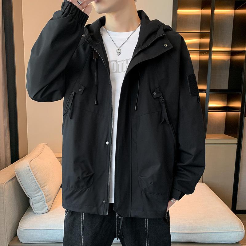Herren Windbreaker Jacken Einfarbig Frühling Herbst Paar Outdoor Kapuzenmäntel Wasserdicht Männlich Sport Klettern Reißverschluss Oberbekleidung