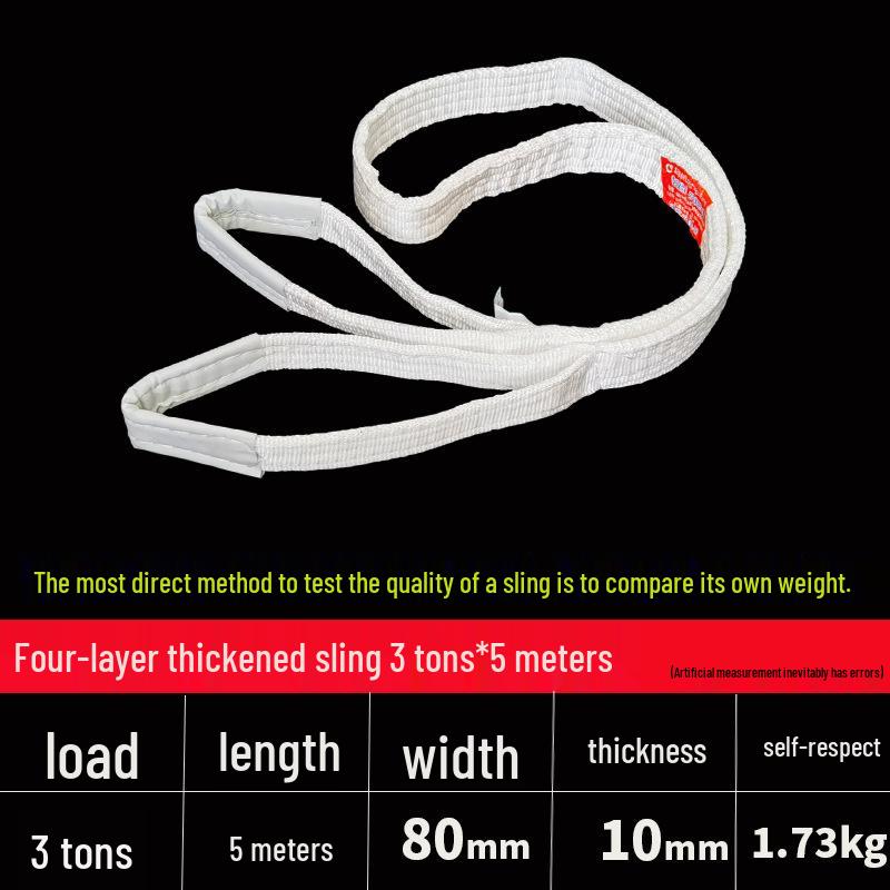 Thickened Acid-Washed Polypropylene Lifting Sling, Canvas Tie-Down Strap for Crane, Hoist, or Forklift