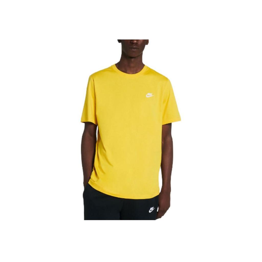 Nike Solid Color Crew Neck Logo Print T-Shirt Men Tops Sulfur AR4997-709
