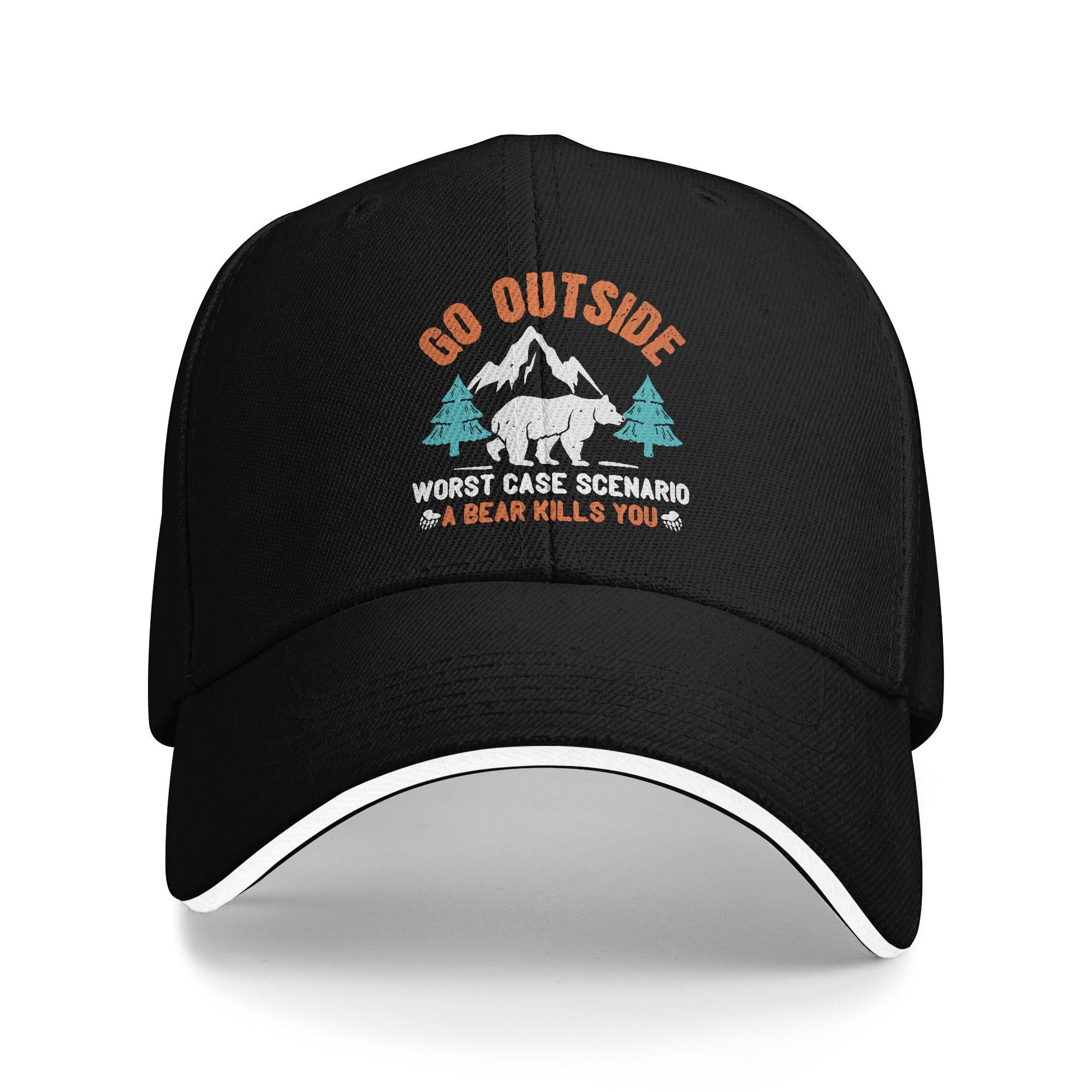 

Go Outside Worst Case Scenario A Bear Kills You Baseball Cap WoUnisex Adjustable Adventure Camping Dad Hat Outdoor Snapback Hats One Size