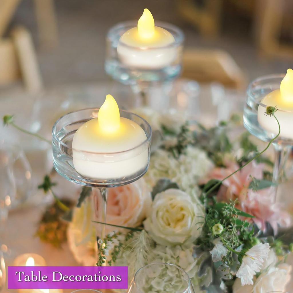 12/24pcs Flameless Floating Tealights Battery Operated LED Smokeless Candles Light for Swimming Pool Wedding Birthday Decoration