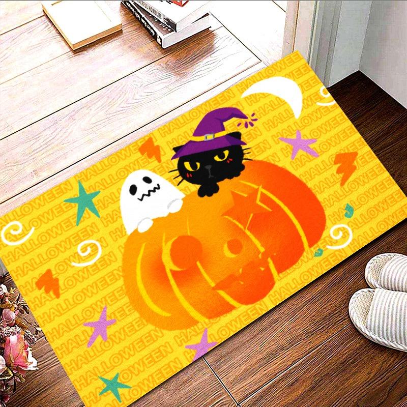 Halloween Jack Pumpkin Carpet Party Living Room Sofa Bedroom Bedside Study Entrance Door Rug Non-slip Cartoon Child Decor Mat