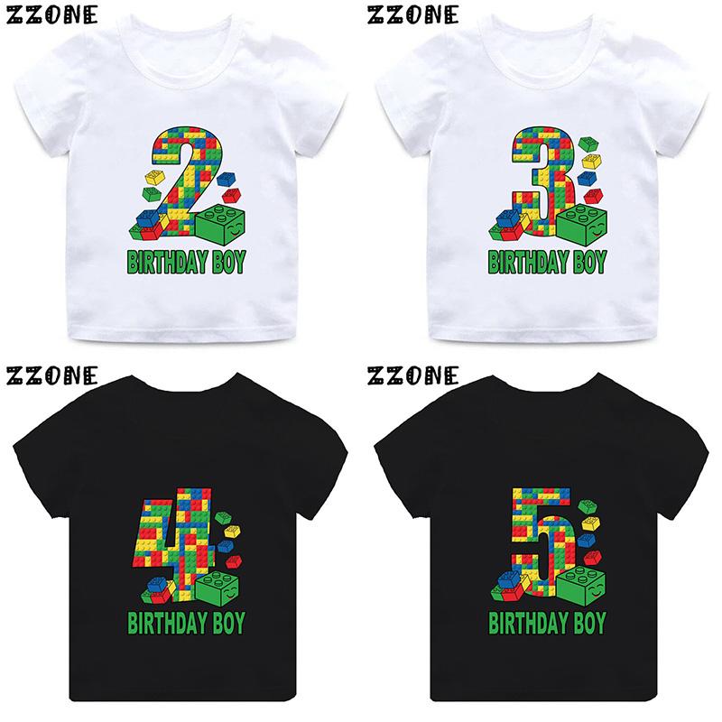 Master Builder Blocks Building Number Bow Print Boys Clothes 1 2 3 4 5 6 7 8 9 Years Birthday Kids T Shirt Baby Girls TShirts