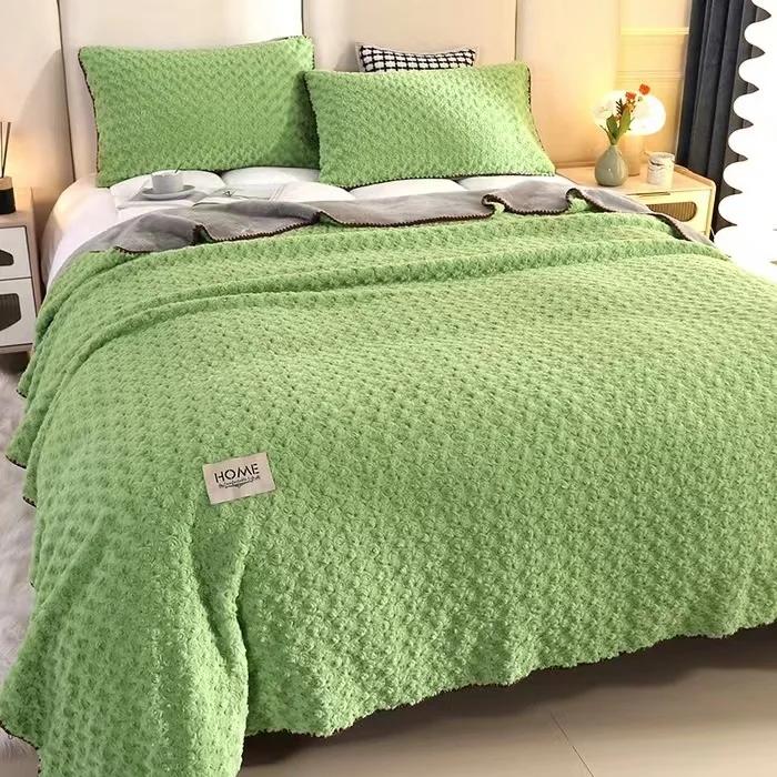 Nová králičí kožešina Růžová deka Bunny Kašmírová multifunkční deka Jednobarevná potahová deka Přehoz z mléčného vlákna