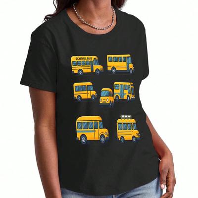 School Bus And Kids Wounisex's Cotton T Shirt, Pure Cotton Premium Print, Durable, Casual Fashion. You Don't Have To Be Crazy To Be A Teacher Graphic 