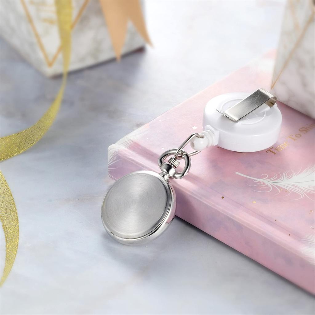 Lancardo Nurse Pocket Watch for Clip Easy to Baked Varnish 3 Colors to Choose Stretchable Watch, Nurses, Type, Unisex, Numbers, Read, Women's, Petals,