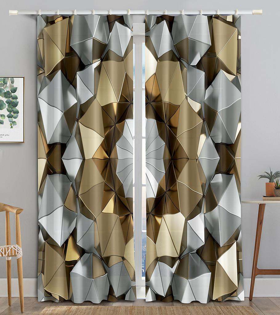 Abstract Luxury Vibrant Texture Shiny Blackout Window Curtain for Living Room Bedroom Bathroom Kicthen Door Cupboard Decor Hooks