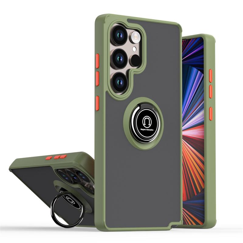 Armor Magnetic Ring Bracket Case For Samsung Galaxy S25 Ultra S25+ S 25 Matte Hard PC Back Cover Galaxy S25 Plus S25ultra Funda