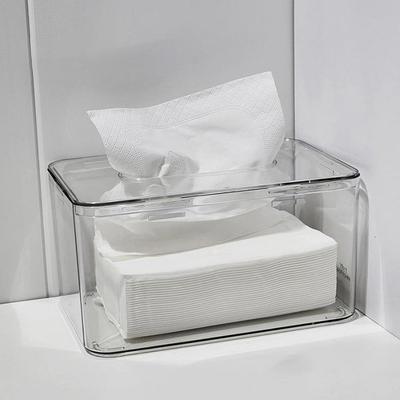 Cutie de șervețele transparentă pătrată, cutie de șervețele acrilice transparentă, suport pentru cutie de șervețele pentru toaletă, acasă și birou, dispenser de hârtie pentru șervețele