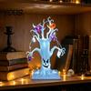 Portable Halloween Night Light Lighted Spooky Dead Tree Tabletop Decor, Ghost Face Haunted Resin Ornaments with Pumpkins Pumpkin Spider LED
