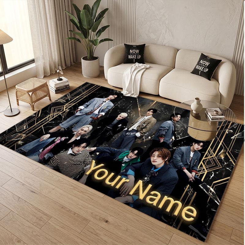 Custom Name Crystal Velvet Rug,Stray Kids Comfortable Anti Slip Floor Mat For Room Decoration