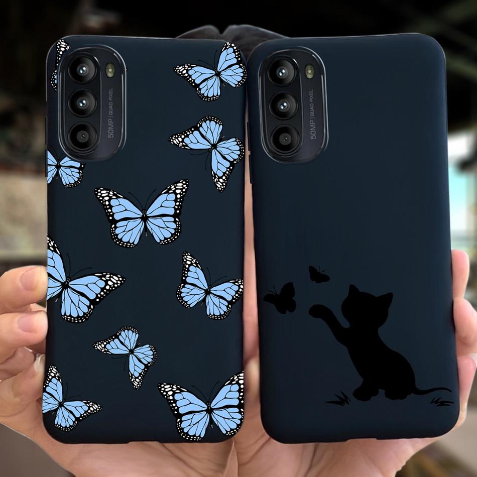 For Moto G52 Case G22 2022 Fashion Girl Flower Pattern Black Silicone Soft Phone Cover For Motorola Moto G52 G52 Cover G42 4G