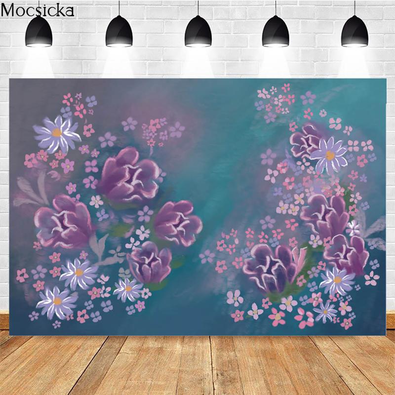 Mocsicka Purple Floral Backdrops For Newborn Nd Pregnant Photos Portrait Photocall Background Photo Studio Props Supplies