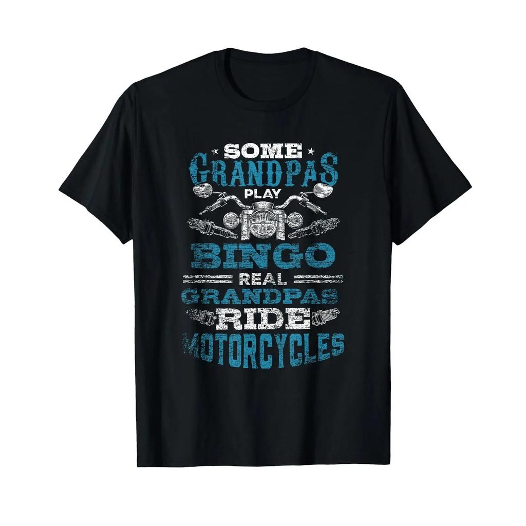 Some Grandpas Play Bingo Real Ride Motorcycles T Shirt vintage Washed Unisex Stretched Soft homme designer clothes Casual