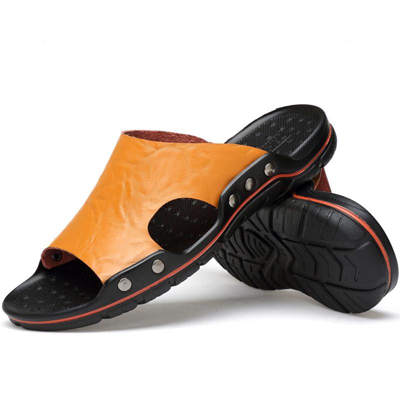 Pantoufles d'été en cuir de grande taille pour hommes, sandales de sport de plage 38-48